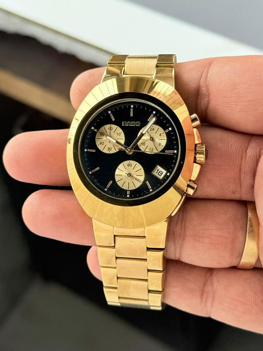 Rad_o Gold Belt Watch with Black Dial